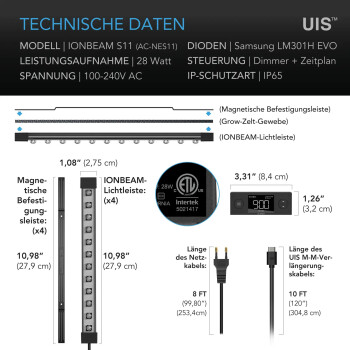 AC Infinity IONBEAM S11, barres LED à spectre complet 4 LED 27,9 cm, 30 W