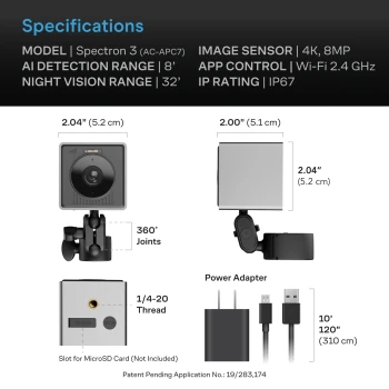 AC Infinity SPECTRON 3 – Caméra de culture 4K avec IA et vision nocturne