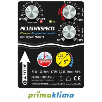 Extracteur Prima Klima Whisperblower Thermo-contrôlé EC-TC 800m³/h ø125mm