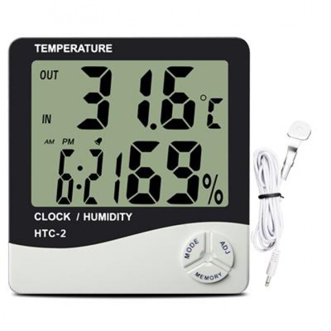 Thermomètre, hygromètre et horloge dintérieur/dextérieur, sonde externe 2m incluse