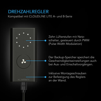 Kit extraction dair AC-Infinity 598 m³/h ø150 mm 10 vitesses avec régulateur
